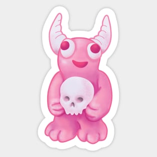 Pink Demon Skull Creepy Cute Horror Art Sticker